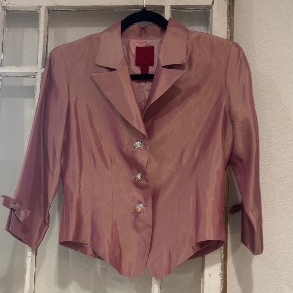 JS Collections Blush Pink Blazer with Crystal Buttons